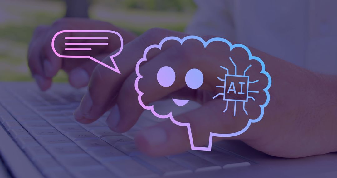 AI Chatbot Concept with Human Brain and Text Bubble Icons - Free Images, Stock Photos and Pictures on Pikwizard.com