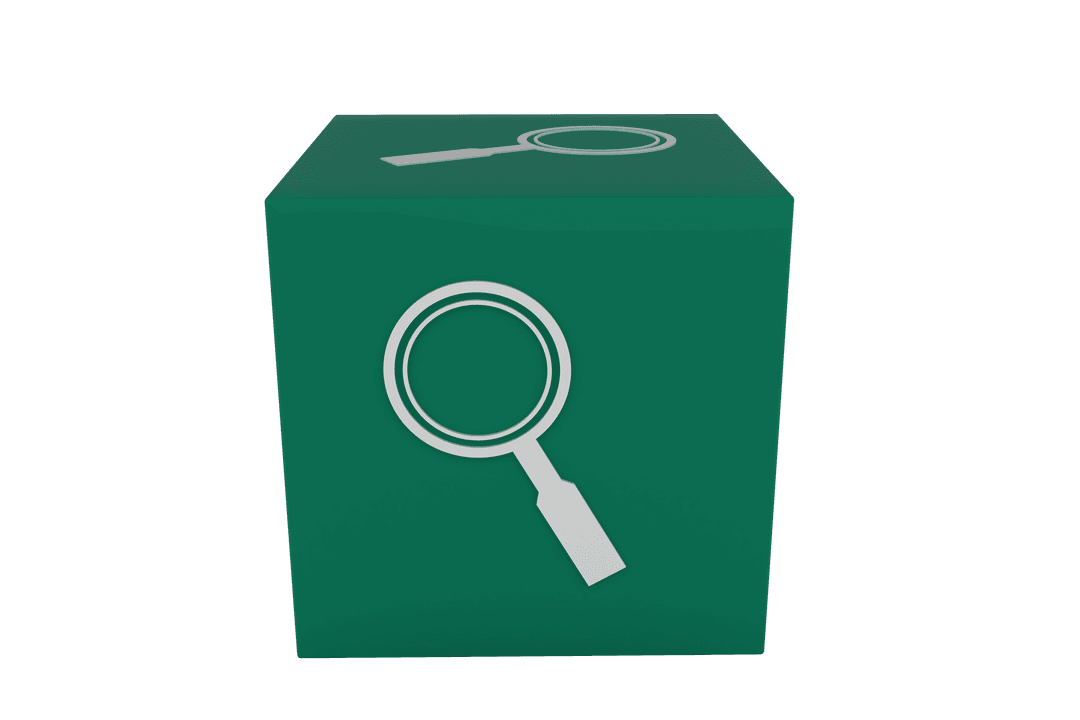 Transparent Cube with Magnifying Glass Illustration for Science Symbol