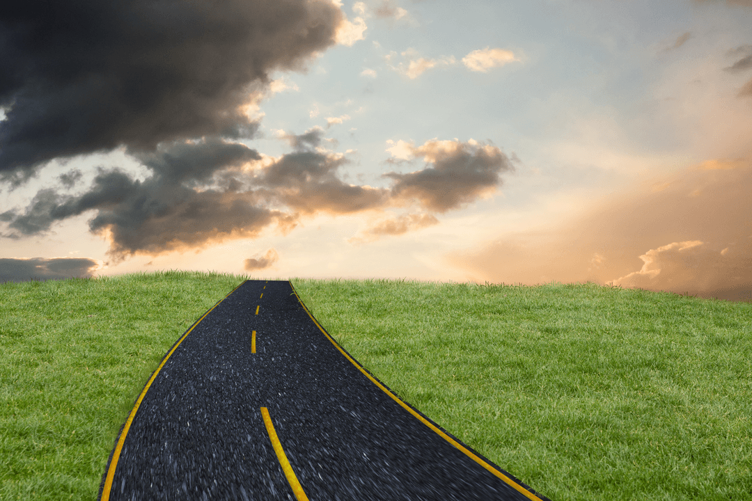 Scenic Meadow Road with Transparent Sunset Sky