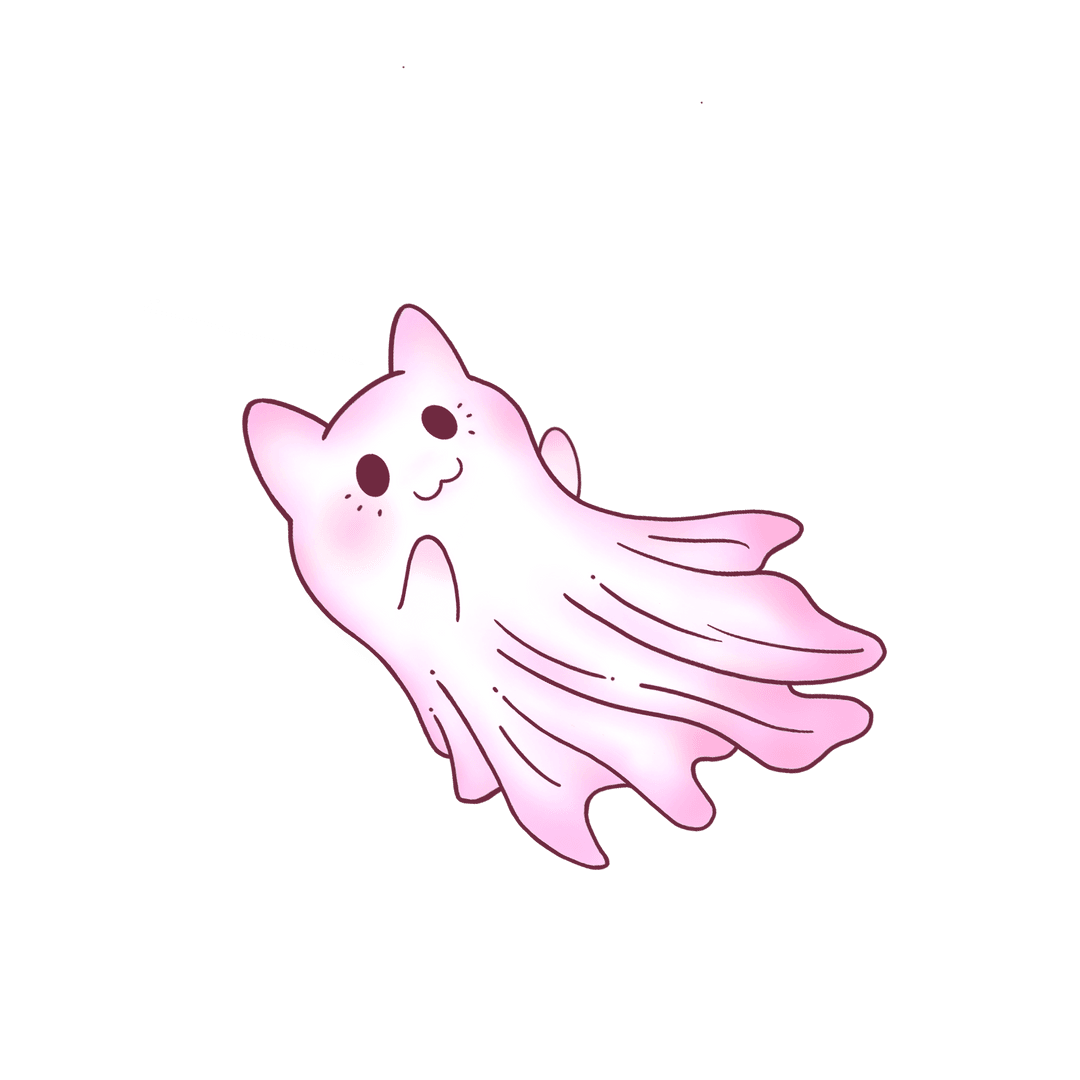 Whimsical Cat-Ghost Octopus Hybrid on Transparent Background