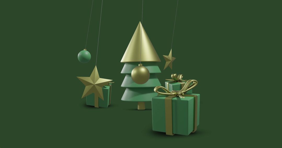 Minimalist Christmas Decorations with Green Background