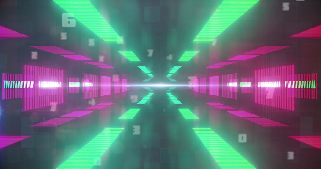 Futuristic Digital Tunnel with Neon Numbers