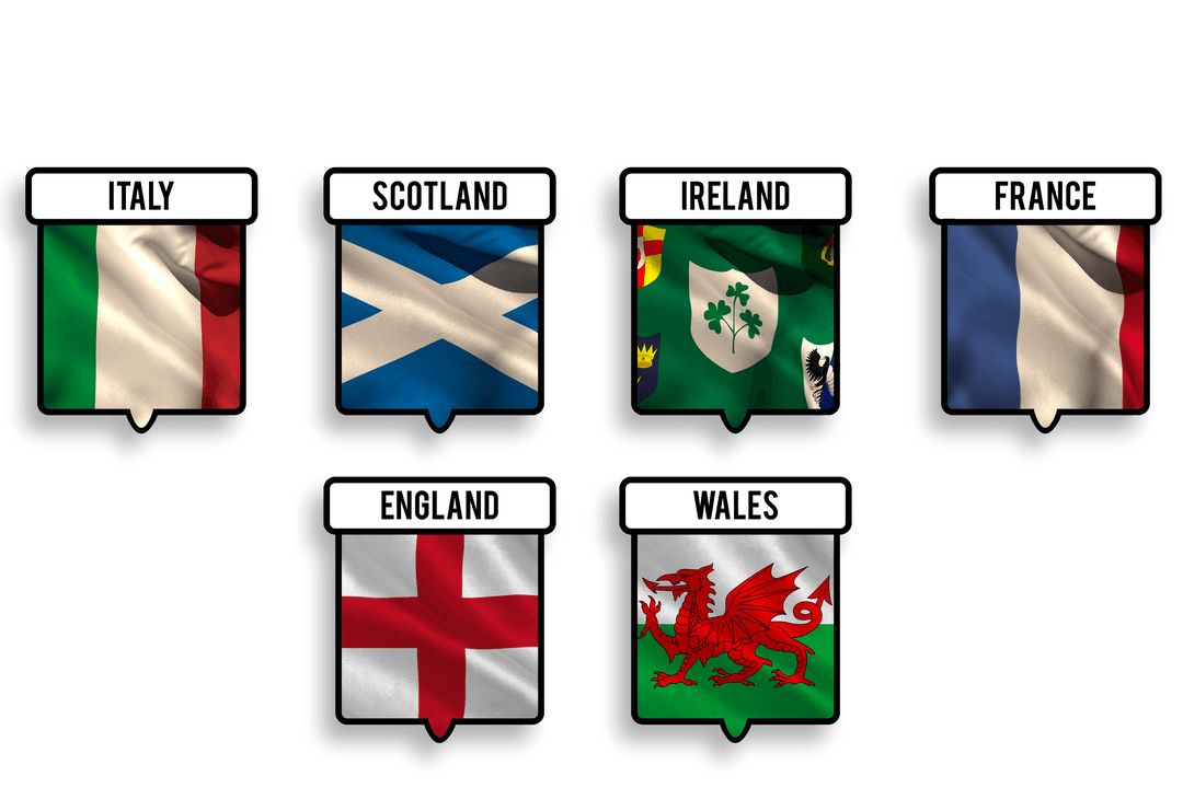 Translucent Vector Collection of European Rugby Teams' Flags