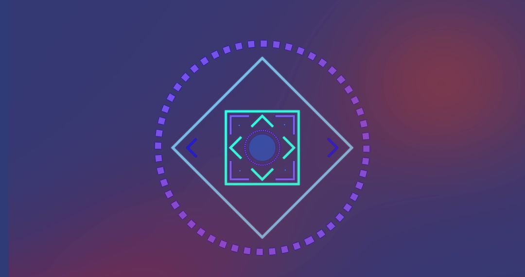 Futuristic Computer Interface with Geometric Design on Purple Gradient