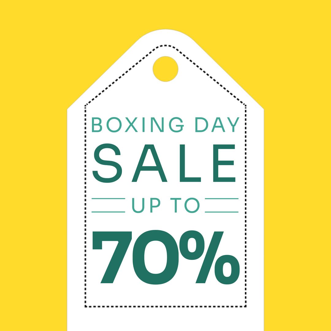 Boxing Day Sale 70 Percent Discount Tag on Yellow Background