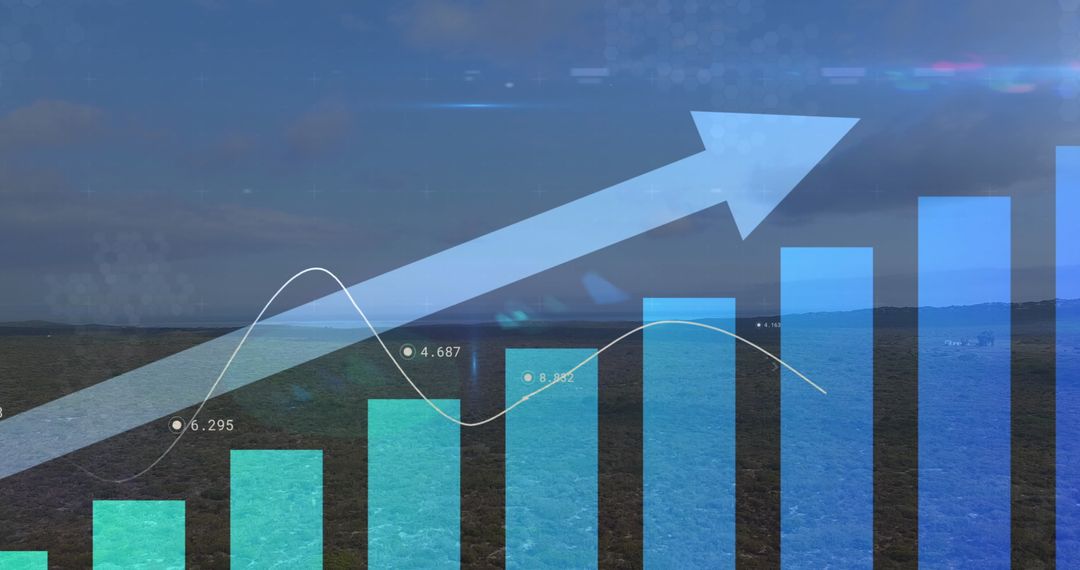 Global Finance Growth with Dynamic Arrow and Data Chart