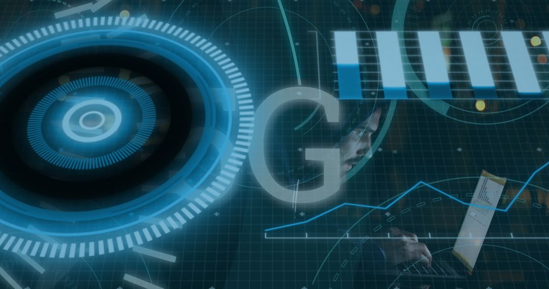 Futuristic Digital Network Interface with Globe Connections