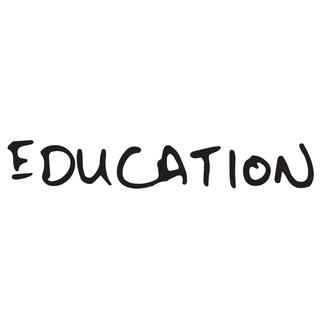 Handwritten Black Education Text on Transparent Background