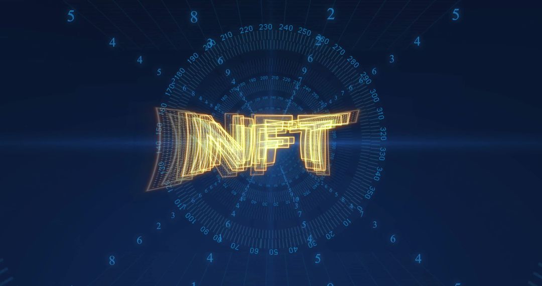Futuristic NFT Concept with Digital Elements and Numbers