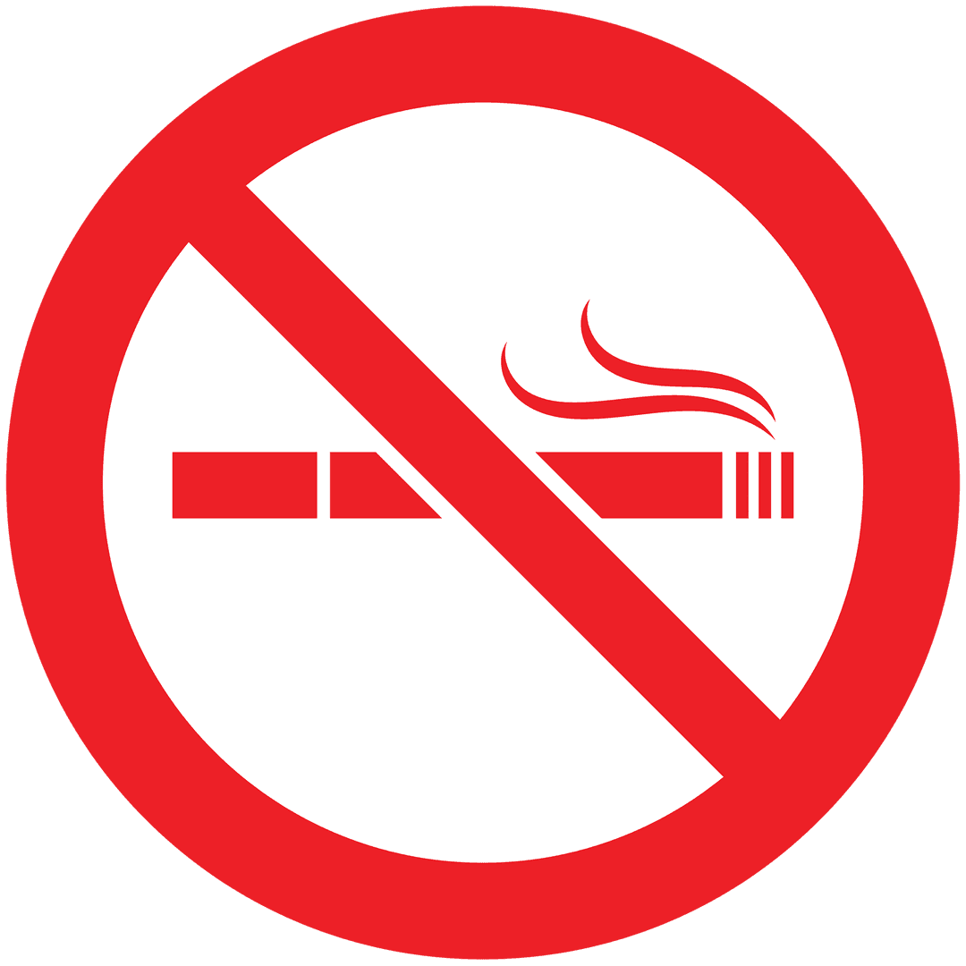 Red No Smoking Symbol on Transparent Background for Prohibition