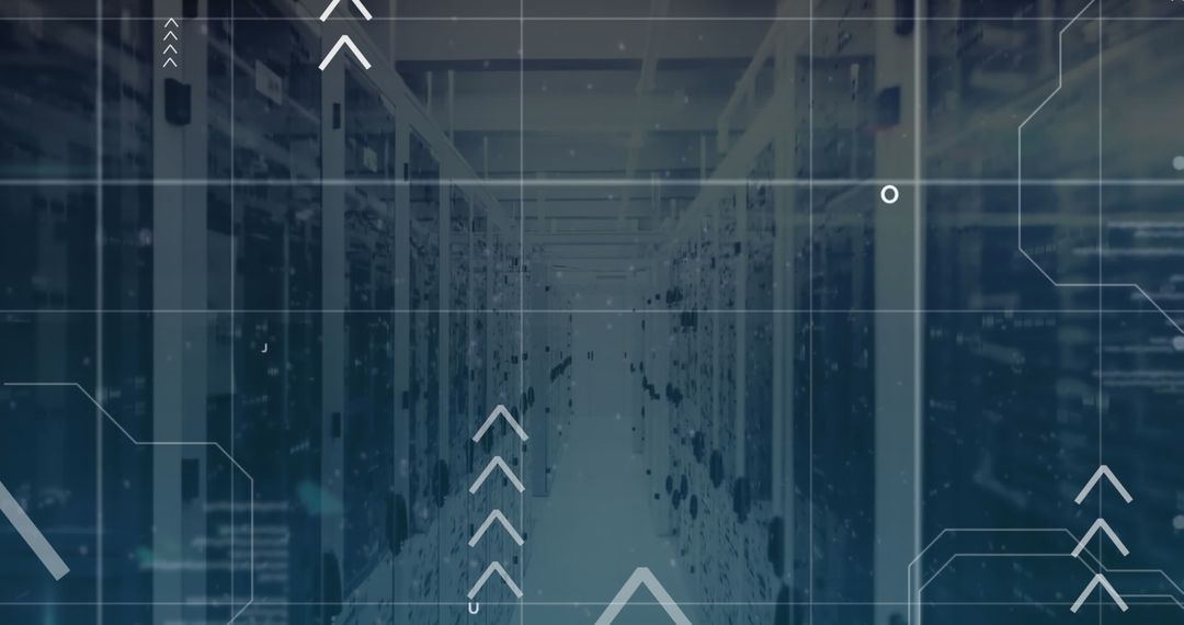 Futuristic Data Center with Abstract Technology Overlay