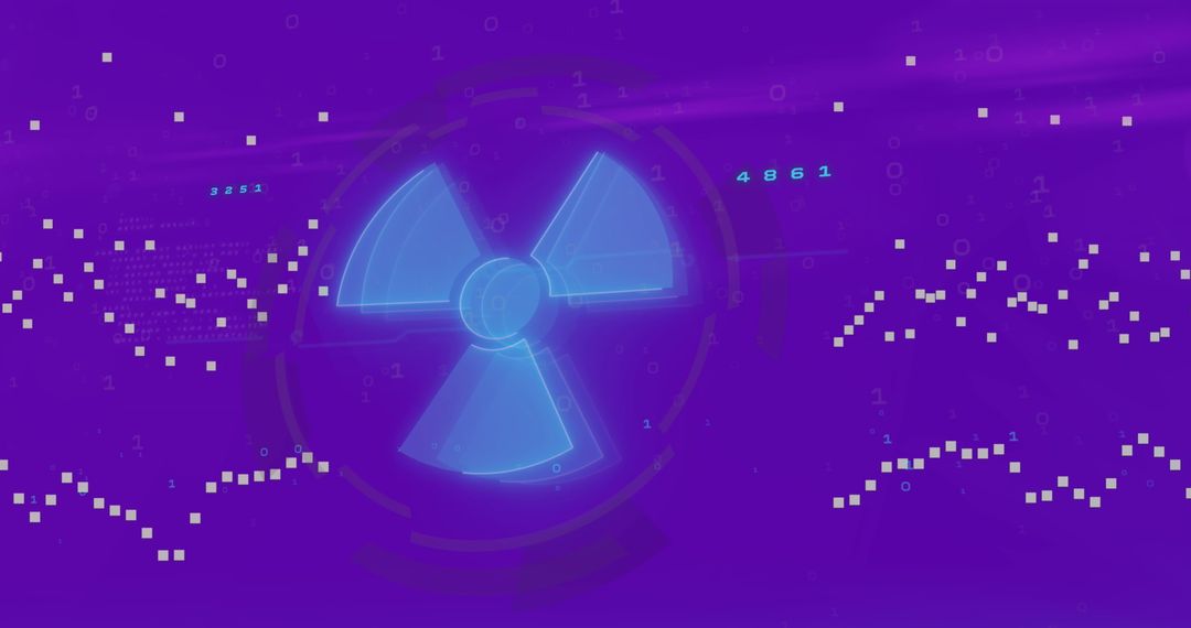 Digital Radiation Symbol With Futuristic Cybersecurity Elements