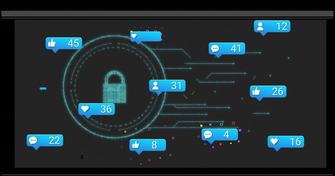 Digital Security Interface with Interactive Elements and Shield
