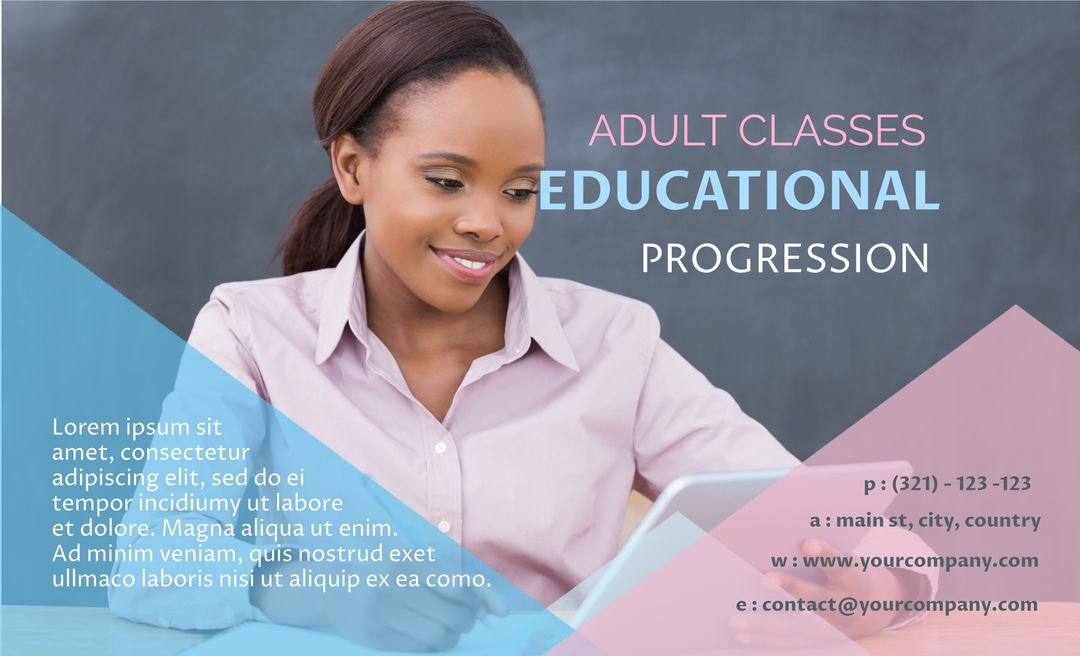 Adult education promotion highlighting learning and growth
