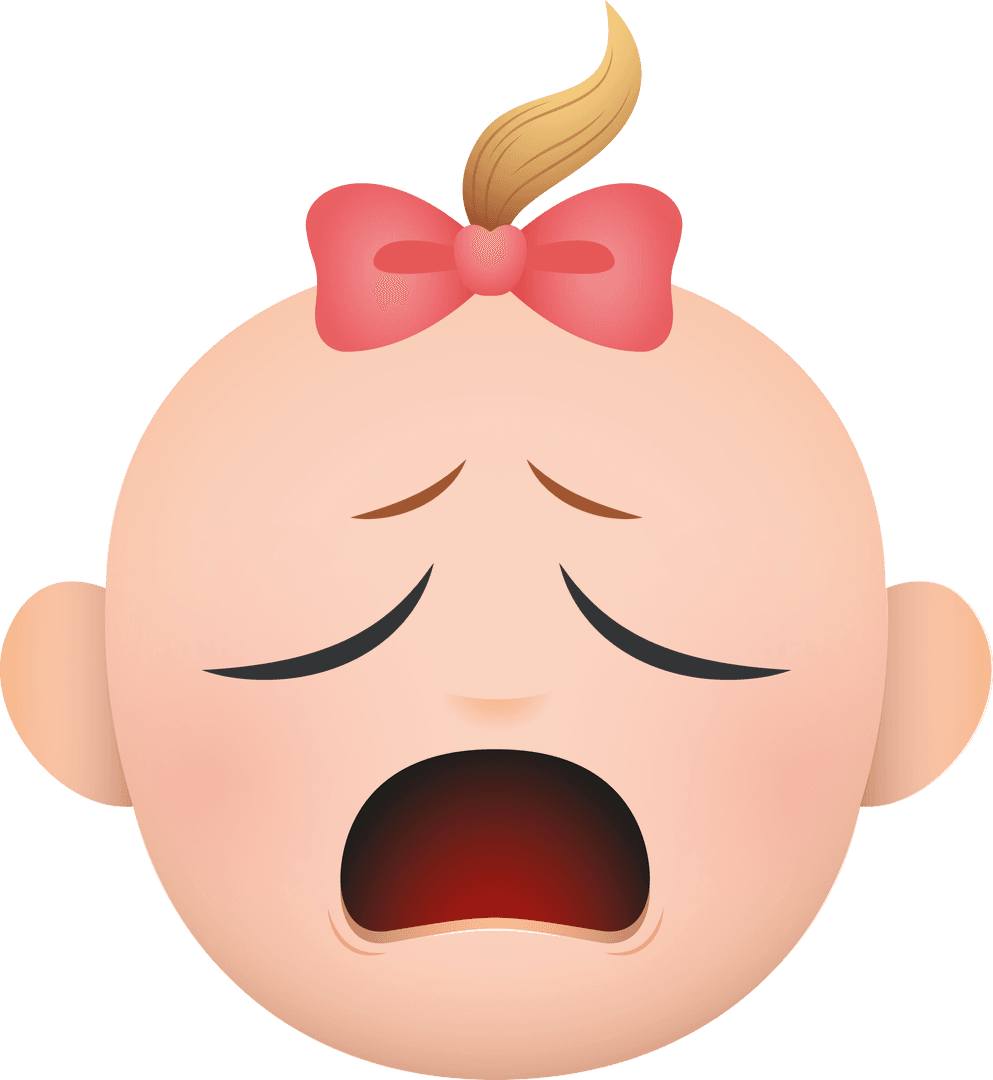 Crying Baby Icon on Transparent Background with Red Bow