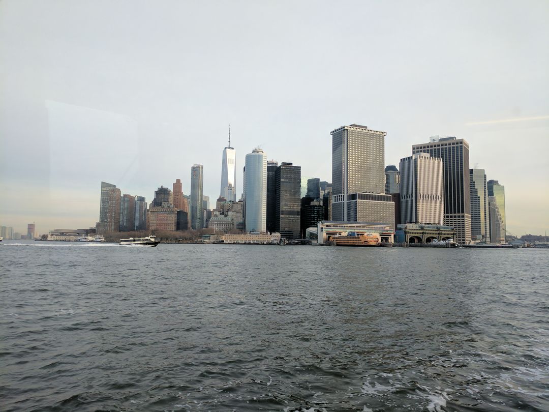 New York City Skyline from Hudson River on Overcast Day - Free Images, Stock Photos and Pictures on Pikwizard.com