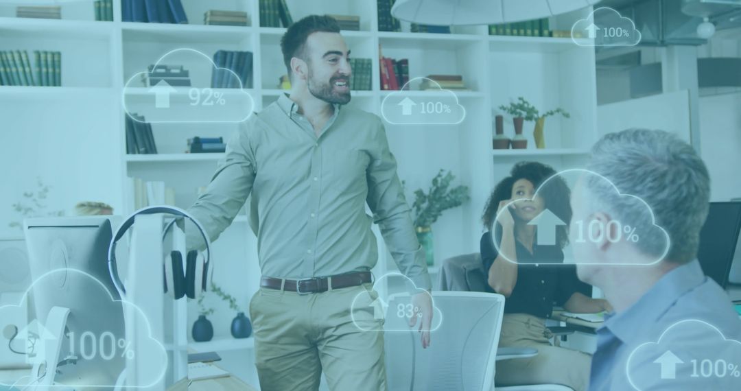 Business Team Using Cloud Technology in Modern Office