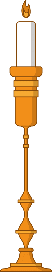 Transparent Minimalist Candle on Ornate Golden Candlestick