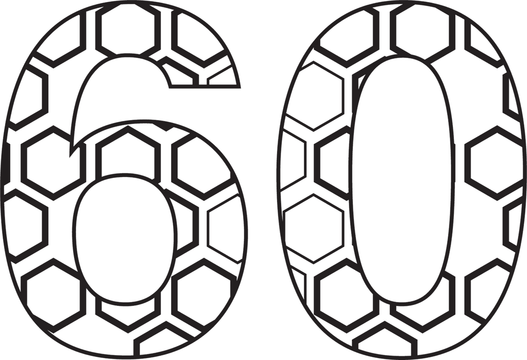 Geometric 60 Number Design on Transparent Background