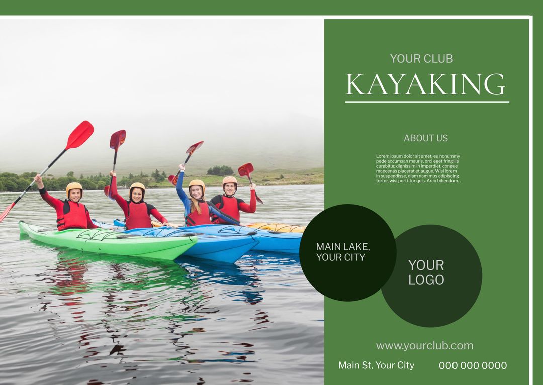 Group of Kayakers Paddling in Serene Lake with Mountain Backdrop - Download Free Stock Templates Pikwizard.com