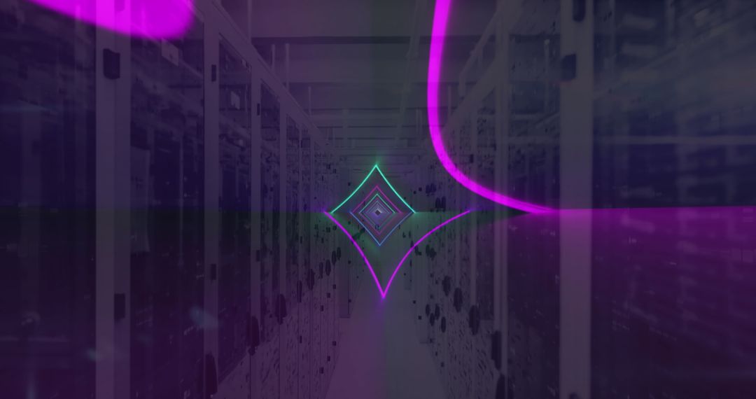 Servers with Neon Lines Symbolizing Online Security