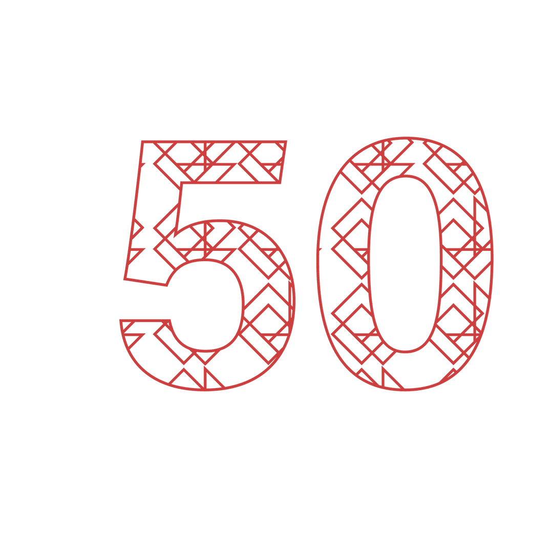Intricate 50 Number Design on Transparent Background for Celebrations