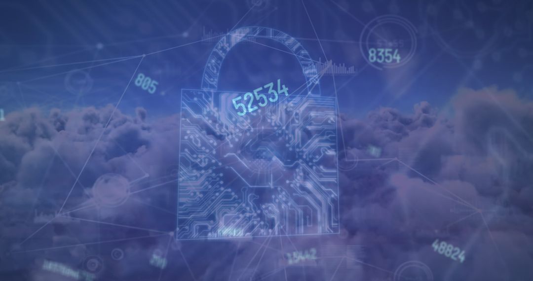 Digital Security over Cloud Network with Padlock Icon