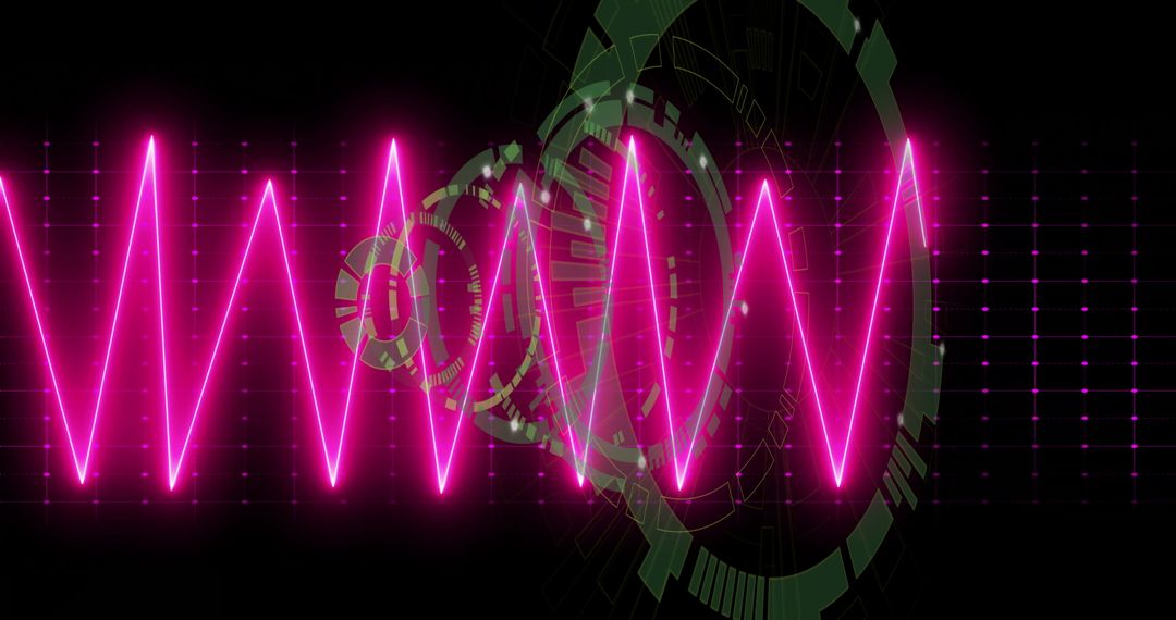 Futuristic Neon Pink Waveform on Dark Technology Interface
