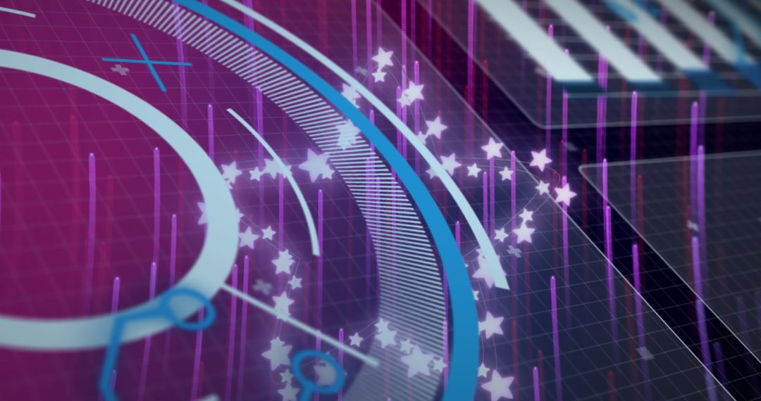 Digital Interface with Stars and Light Trails