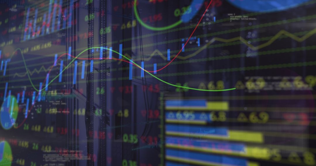Abstract Image of Digital Financial Data on Transparent Screen