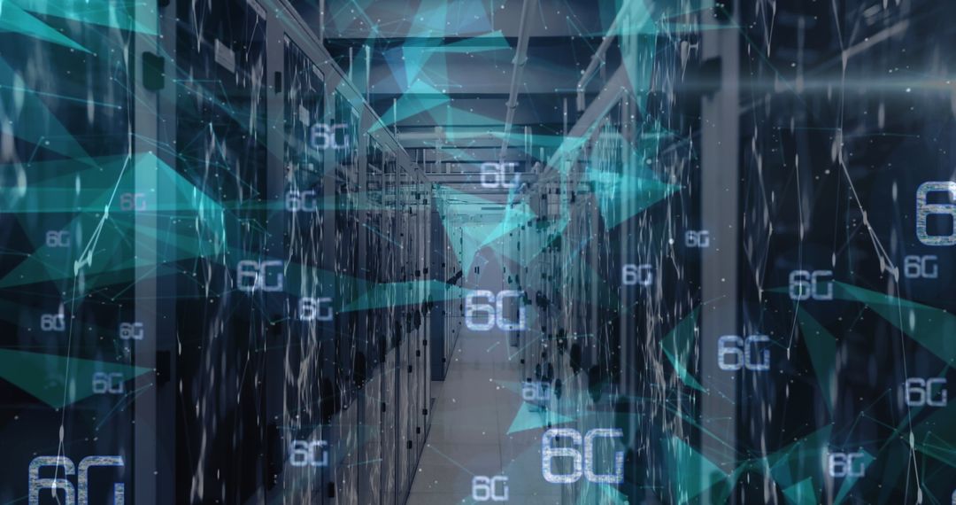 Futuristic 6G Technology in Dimly Lit Server Room