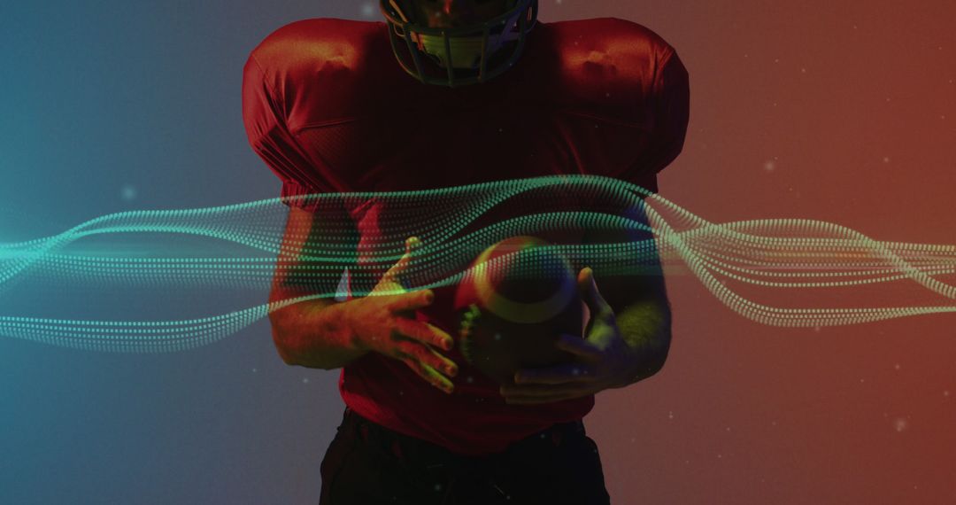Dynamic American Football Player with Neon Light Trails
