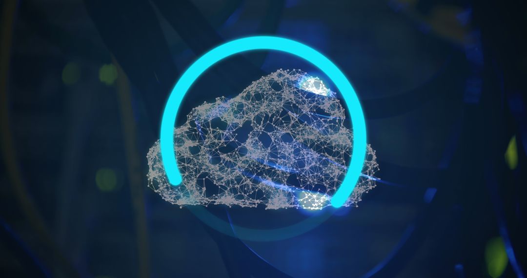 Digital Cloud Computing Icon With Mesh Network Connections