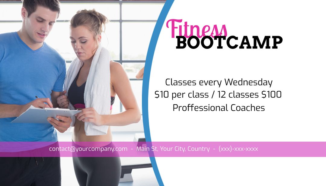 Fitness Bootcamp Promotion with Coach and Motivated Participant