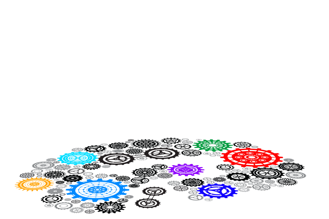 Colorful Cogs Illustration on Transparent Background for Industry Concepts