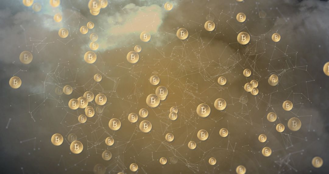 Interconnected Bitcoin Symbols in Digital Cloud Network