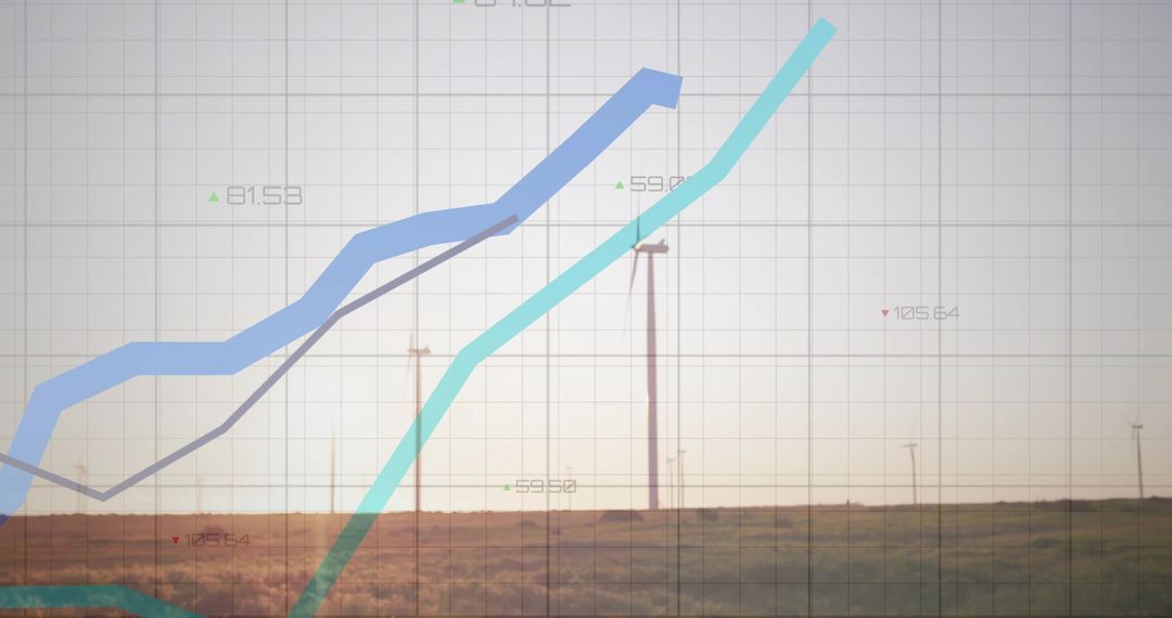 Translucent Graphs over Peaceful Field at Sunset