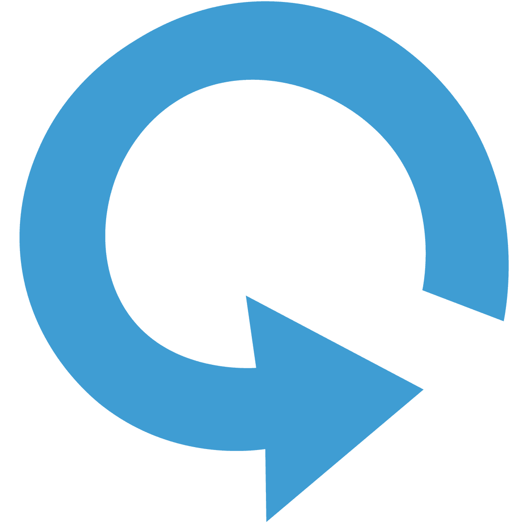 Blue Curved Arrow Symbol on Transparent Background