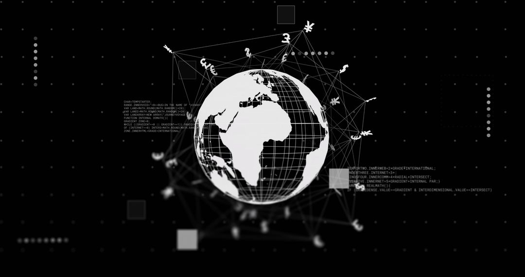 Digital Globe with Currency Icons and Data Connections