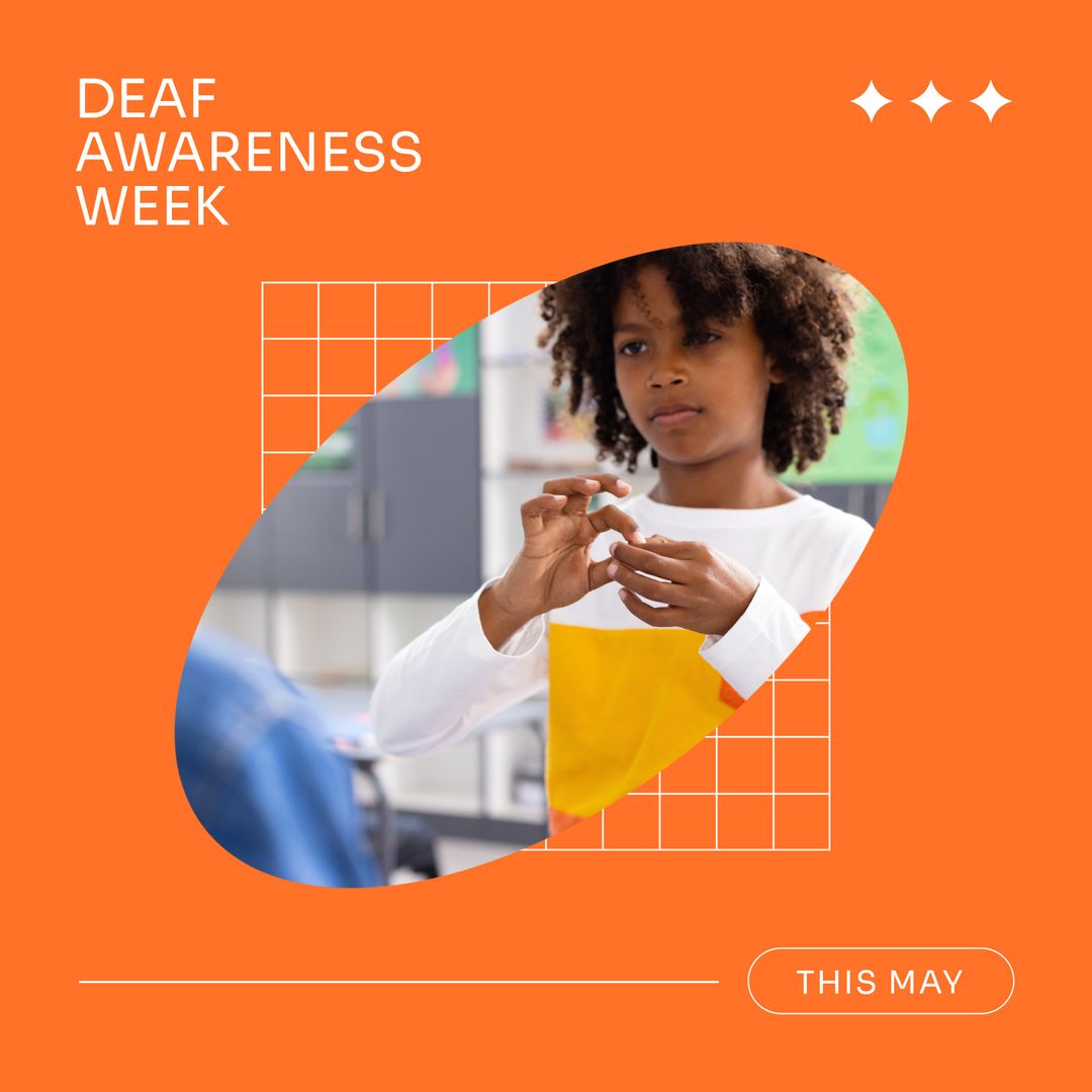 Young Boy Communicating in Sign Language for Deaf Awareness