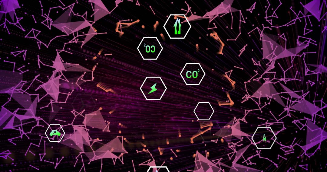 Futuristic Eco-Friendly Icons in Digital Abstract Network