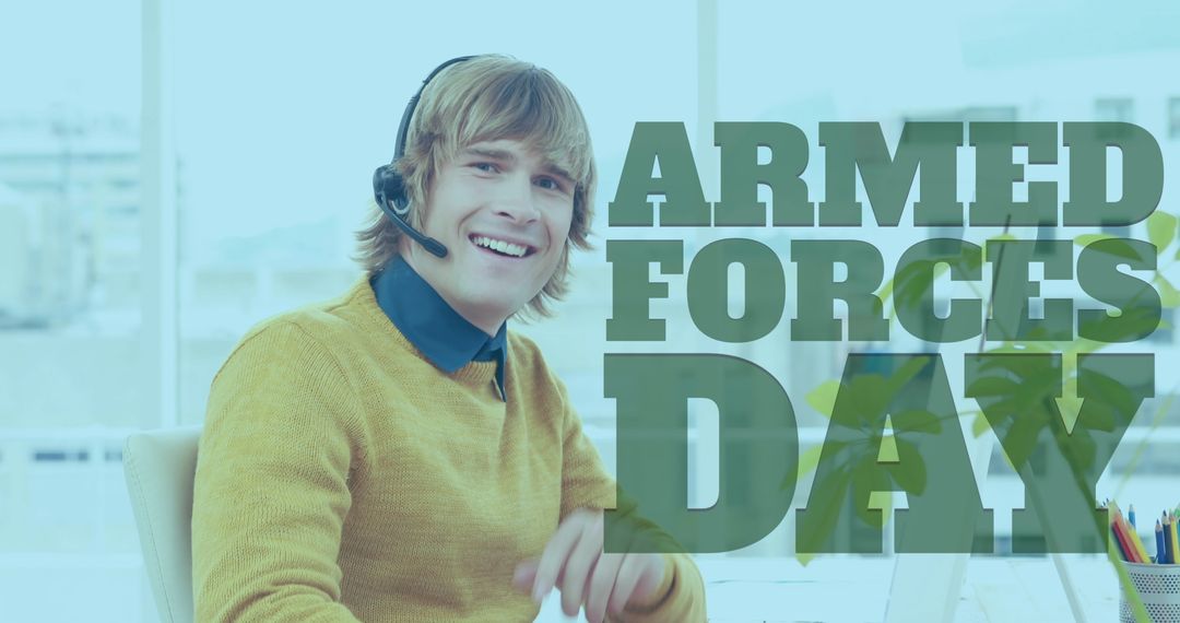 Smiling Customer Service Representative Celebrating Armed Forces Day