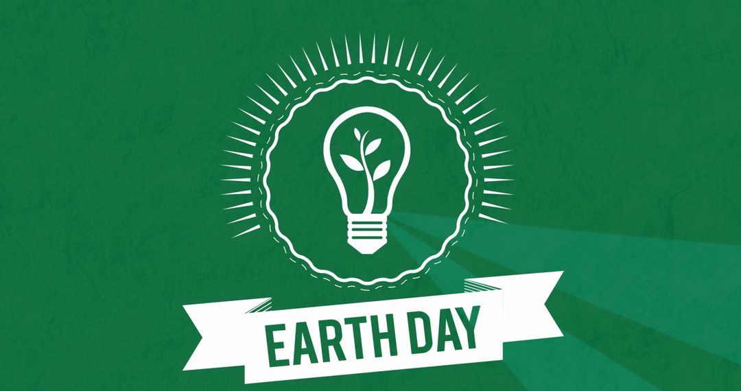 Earth Day Graphic Featuring Light Bulb with Leaf Design