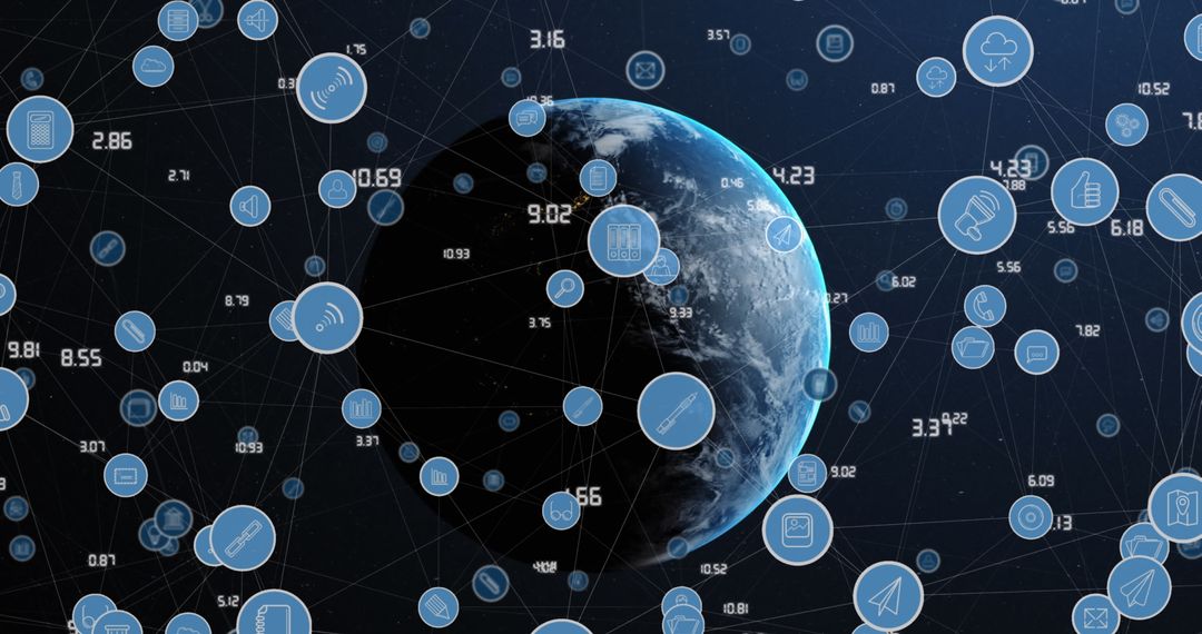 Global Network Connections with Digital Technology Icons