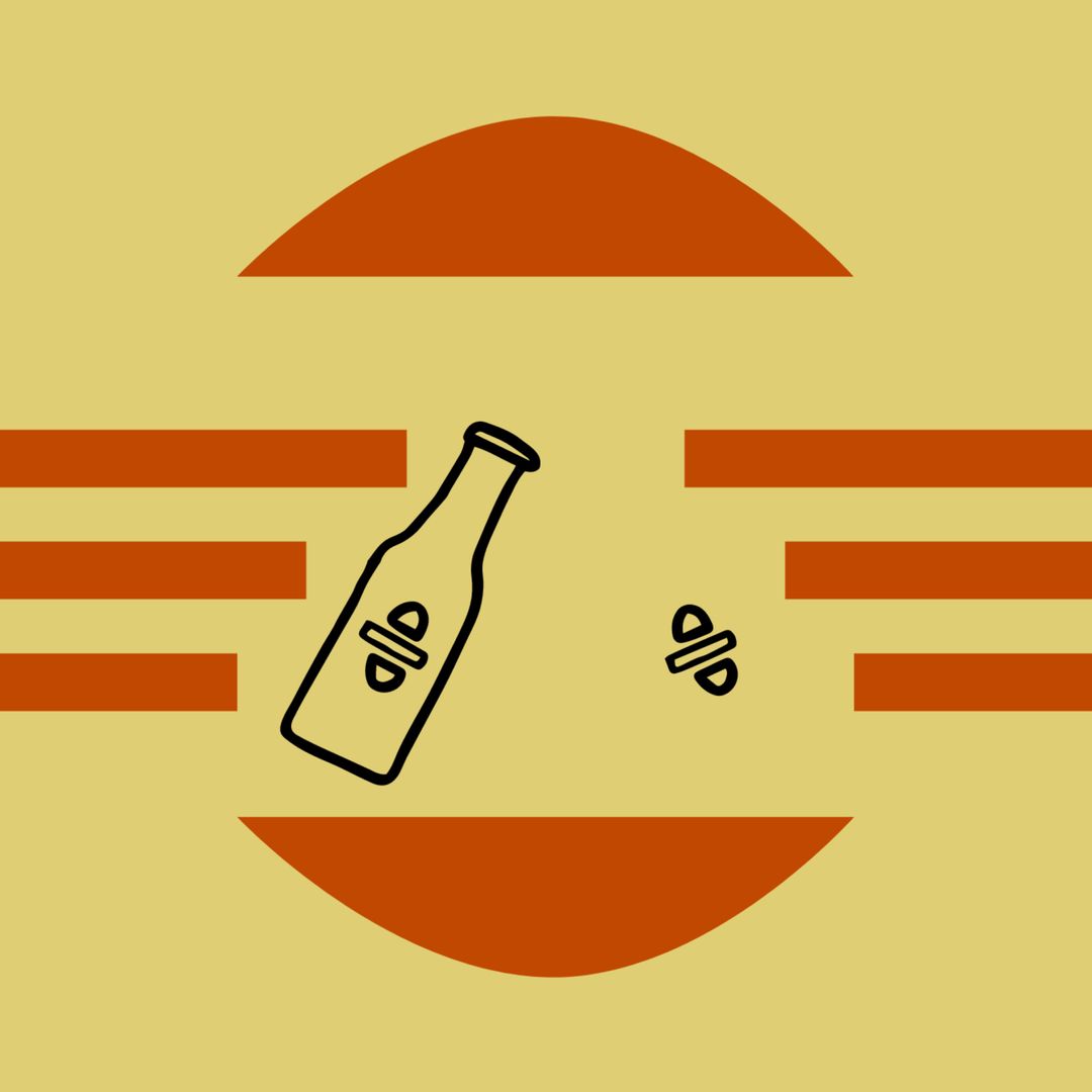 Minimalist Bottle and Pills with Sunset Theme