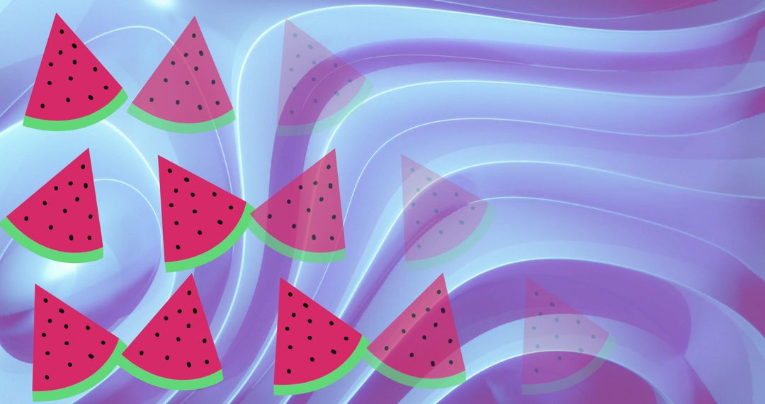 Watermelon Pattern on Abstract Blue Background v1 - Free Images, Stock Photos and Pictures on Pikwizard.com