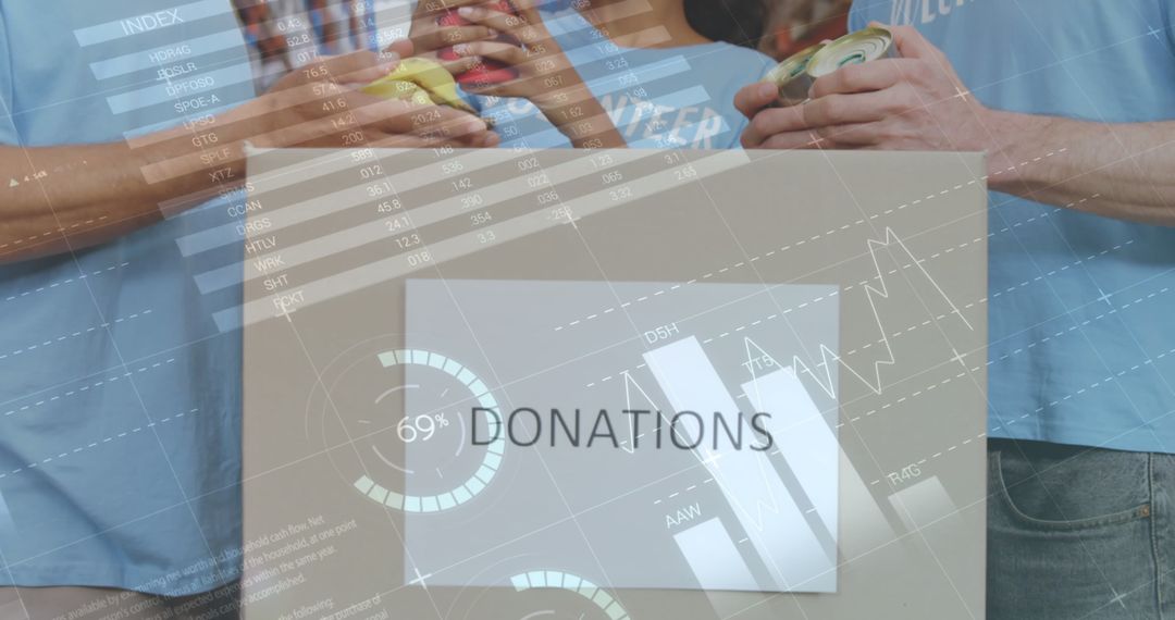 Volunteers Working in Warehouse with Dynamic Data Overlay