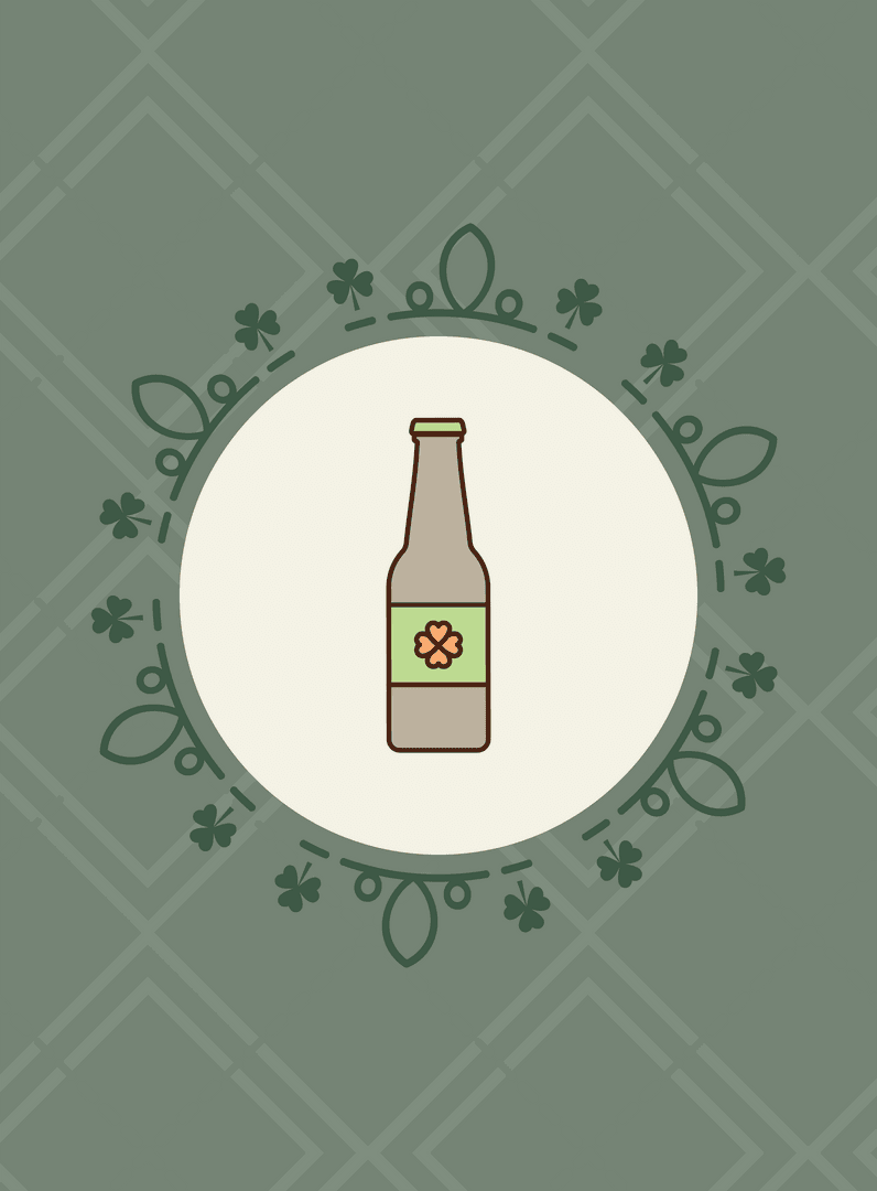 Transparent Bottle Illustration on Floral Circular Design Background