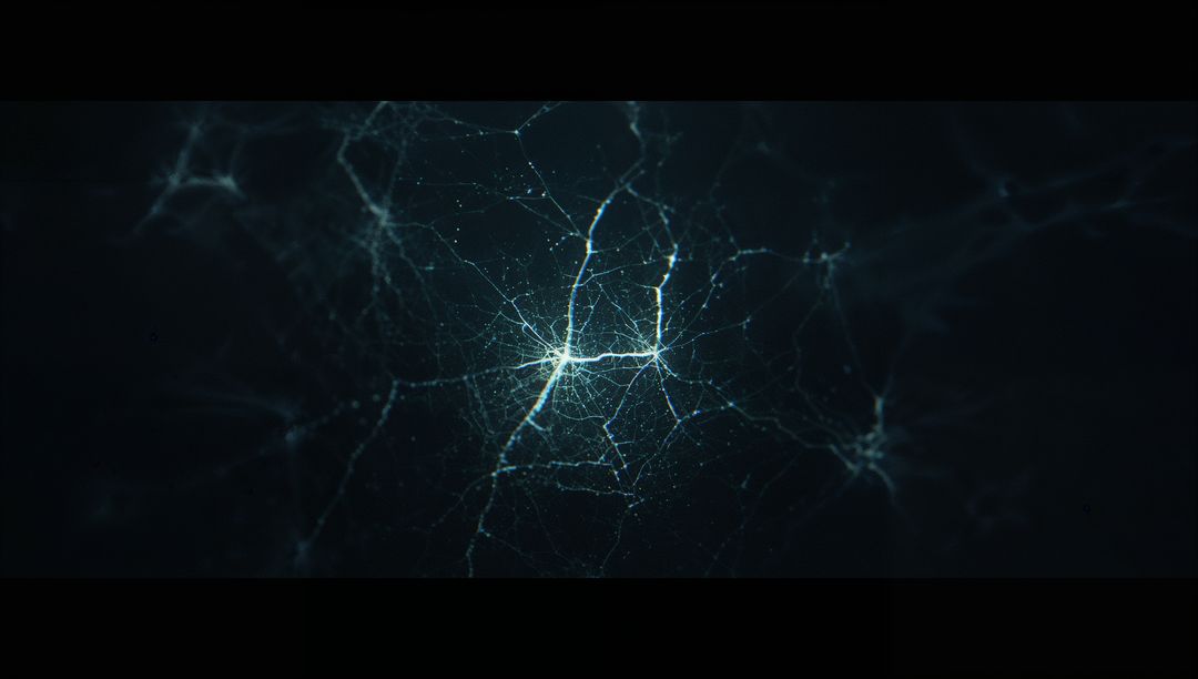 Futuristic Glowing Network Structure with Central Luminous Node