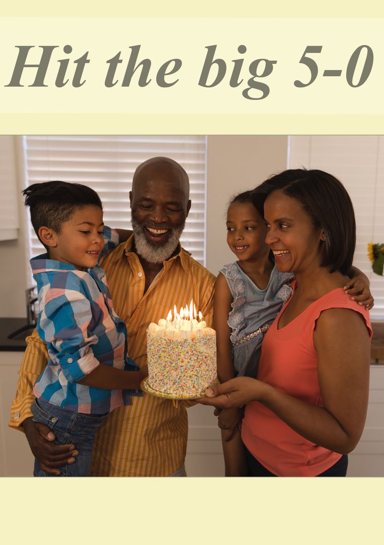 African American Family Celebrating 50th Birthday with Cake - Download Free Stock Templates Pikwizard.com